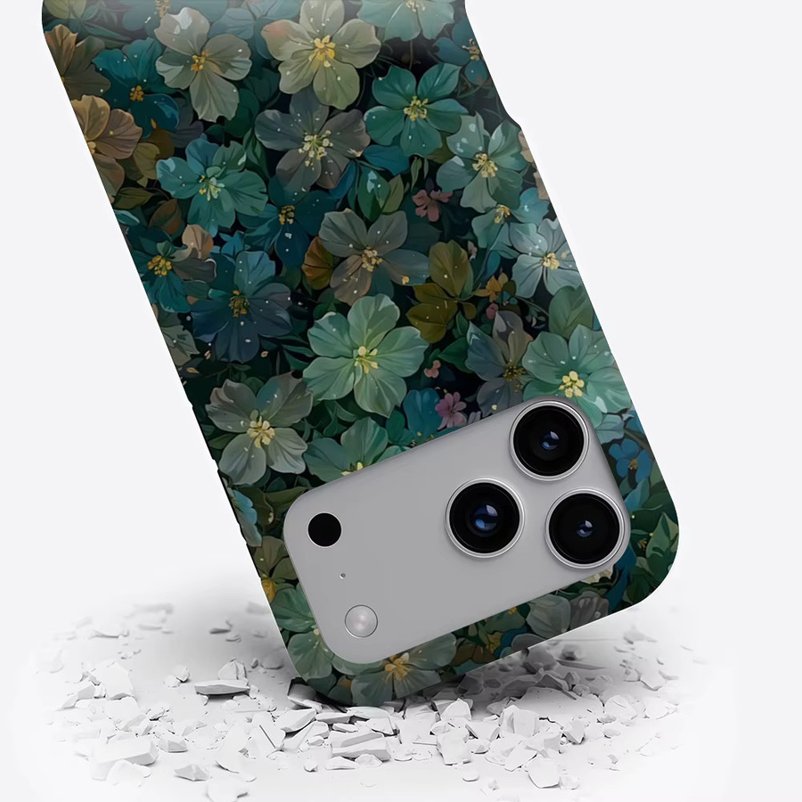 Potdemiel Magnetische Handyhülle mit blaugrünem Blumenlabyrinth für iPhone 17 16 15 14 13 Pro Max Plus, robuste Doppelschicht-Schutzhülle in Türkis und Multicolour - Bild 3