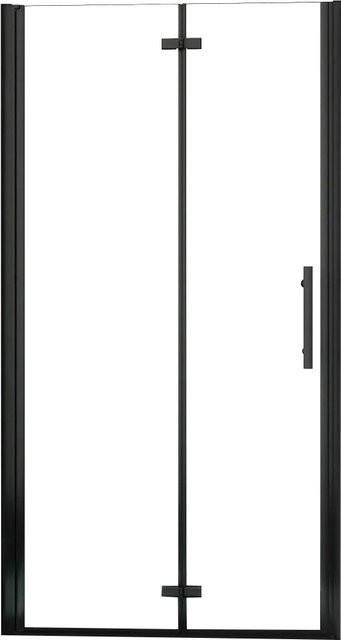AICA Duschwand ESG Glas mit Nano-Beschichtung, Scharniertür, Schwarz, B: 85 cm, H: 195 cm, Glasstärke: 6 mm - Bild 1