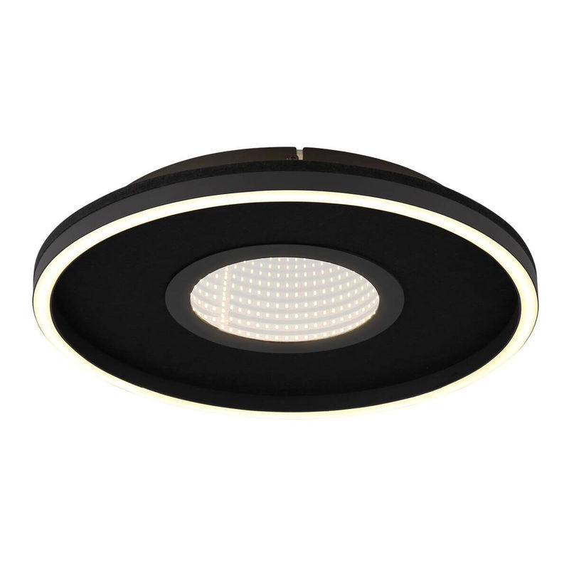 GLOBO LED Deckenleuchte modern in Mattschwarz mit Opal Glas aus Aluminium, Durchmesser: 39,7 cm, Höhe: 6,3 cm - Bild 3
