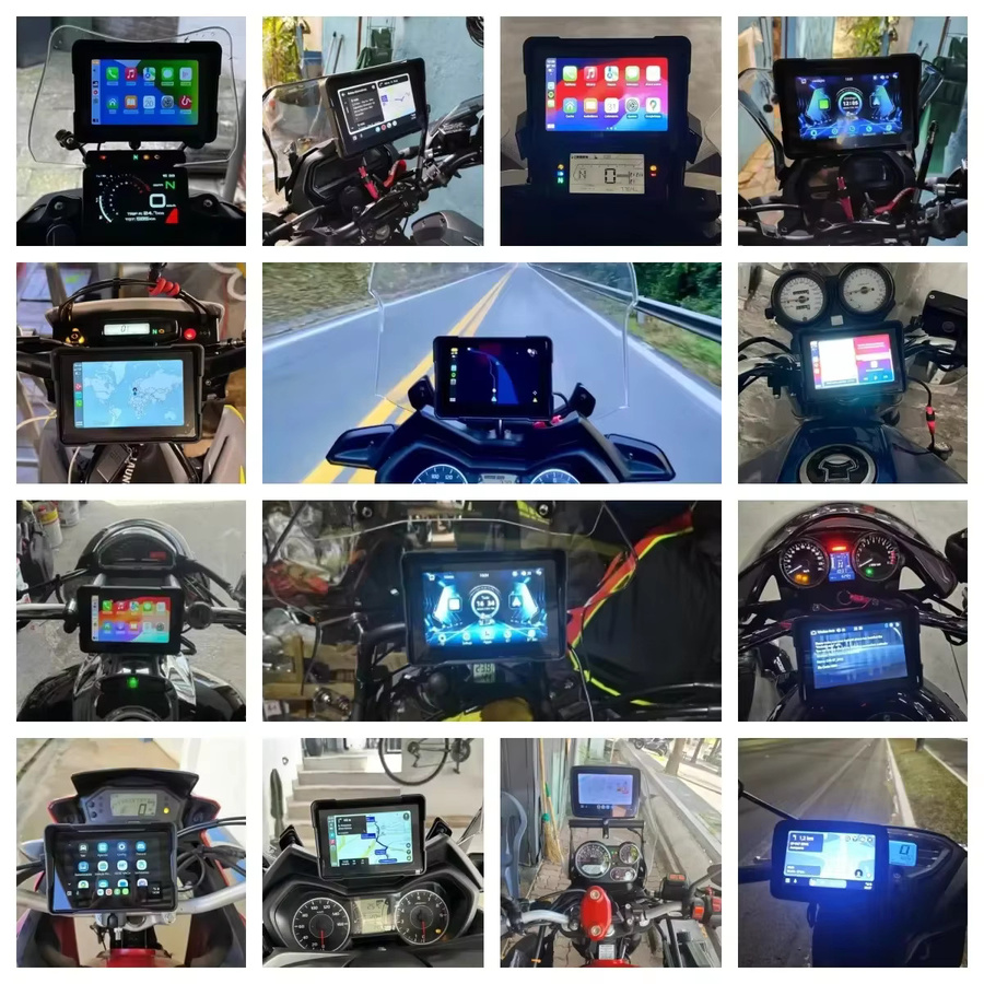 JMCQ Tragbare Motorrad Dash Kamera mit 2K QHD Auflösung, GPS Navigation, Wireless Apple CarPlay und Android Auto, Wasserdicht mit Dual Bluetooth, Farbe: Schwarz - Bild 2
