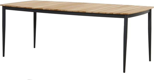 OUTFLEXX Oscar Esstisch aus Teak und Aluminium in Anthrazit, B/T/H: 220 x 100 x 73 cm - Bild 1