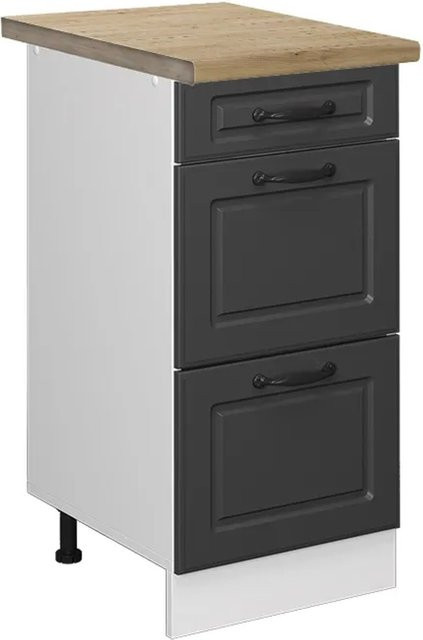Vicco Küchenunterschrank R-Line in Anthrazit und Weiß im Landhausstil mit Schubladen und Eiche-Optik, B/T/H: 40 x 60 x 81,6 cm - Bild 1