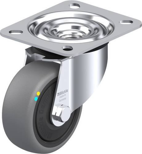 Blickle Lenkrolle LE-TPA 80KFD-ELS mit Schraubbefestigung, Rad-Durchmesser: 80 mm, Tragfähigkeit: 65 kg, Schwarz-Grau - Bild 1