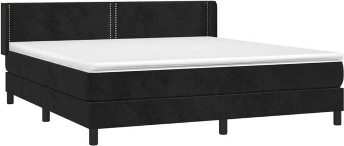 Vidaxl Boxspringbett mit Matratze aus Samt in Schwarz, B/T/H: 180 x 200 x 88 cm - Bild 1