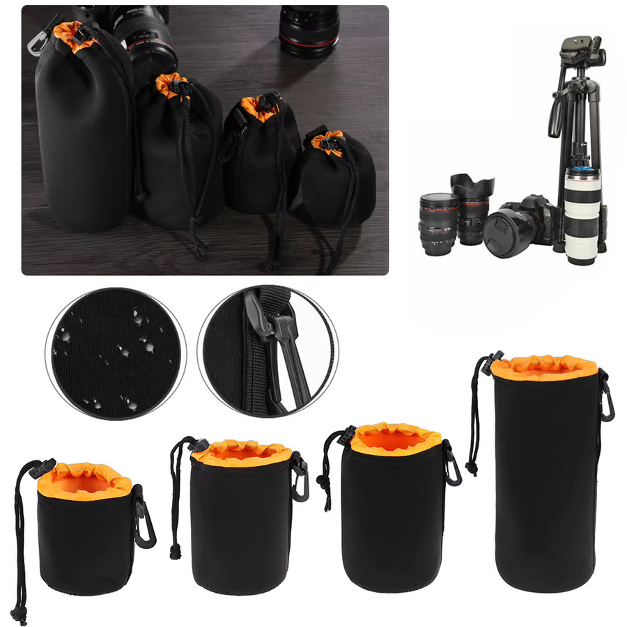 Wasserdichte Neopren Objektivschutzhülle mit Kordelzug in Schwarz für Canon und Sony Digitalkameras - Bild 3