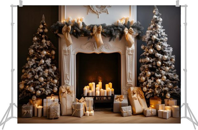 Andoer Weihnachtshintergrund für Porträtfotografie, Farbe: Grau, Breite: 210 cm, Höhe: 150 cm - Bild 1