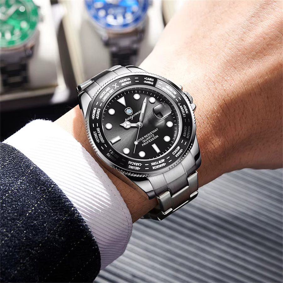PAAZOMU Armbanduhr Herren, Taucheruhr, Quarz, Edelstahl, Schwarz, Datum - Bild 5