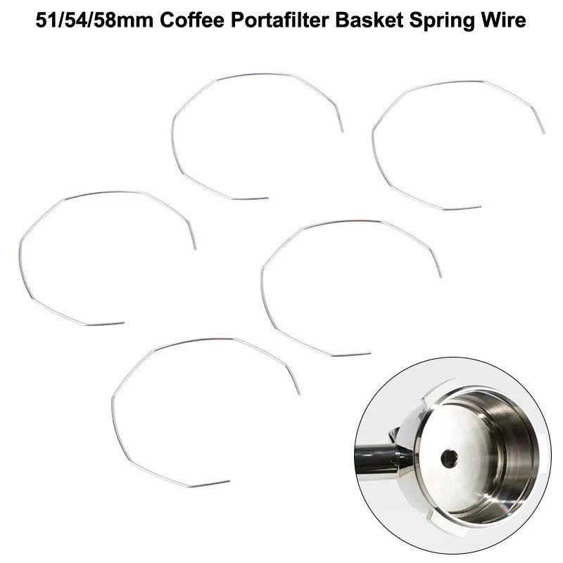 5 Stück Kaffee-Siebträger-Federclips in Silber für Breville, Delonghi, Expobar und Rocket Espressomaschinen, Drahtring-Halsbügel für 51 mm, 54 mm und 58 mm - Bild 2