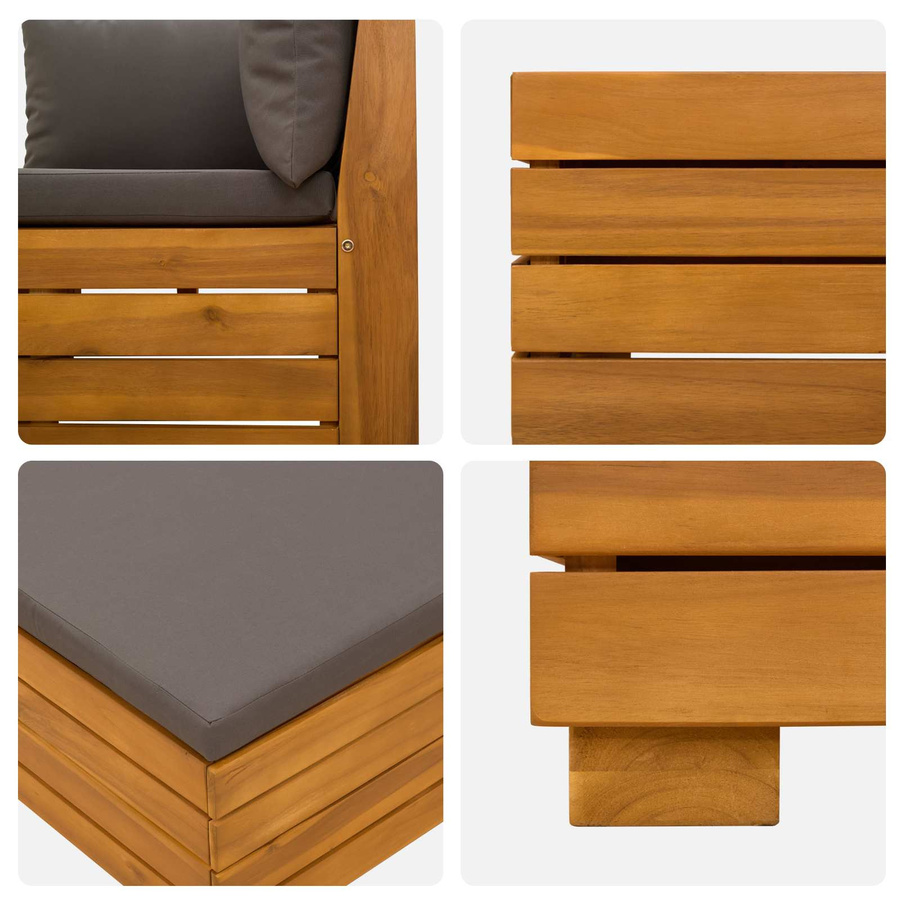 vidaXL Outdoor-Sofagarnitur 6-teilig aus Akazien-Massivholz in Braun mit UV-beständigen Kissen - Bild 4