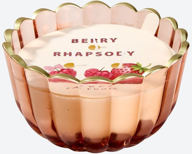 NKD 3-Docht-Duftkerze Berry Rhapsody im Glas, Weiß und Pink, Fruity Gourmand Woody & Floral, B/T/H: 11,3 x 5,2 x 6,8 cm - Bild 1