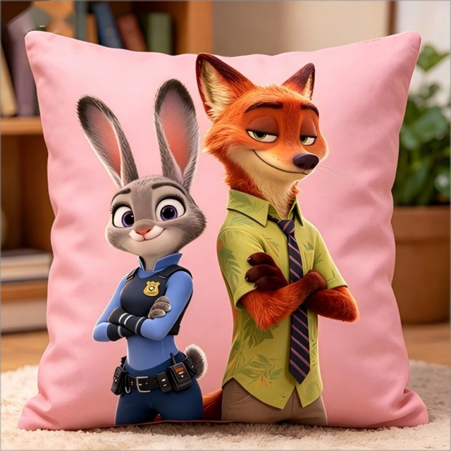52TOYS Zootopia Dekokissen mit Judy Hopps Motiv, quadratisch, Farbe: Pink, Breite: 45 cm, Höhe: 45 cm - Bild 1