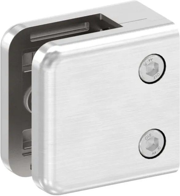 FeNau Glasklemme aus Edelstahl V2A in Silber mit geradem Anschluss, B/T/H: 4,5 x 4,5 x 2,8 cm - Bild 1