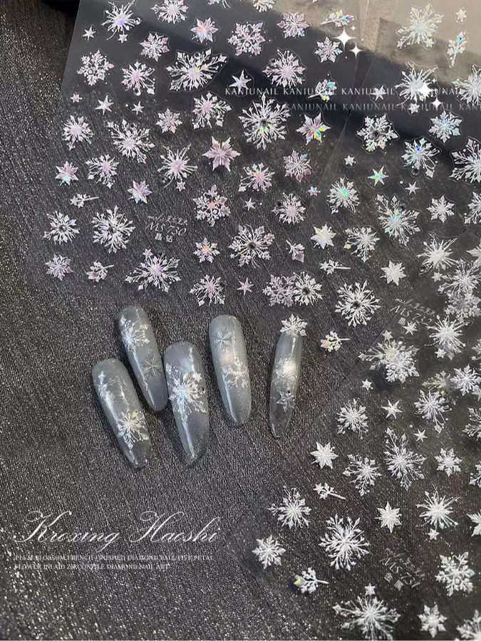 Kaniu Nagel Aufkleber Schneeflocke mit Strass, 1/3 Stück - Bild 3