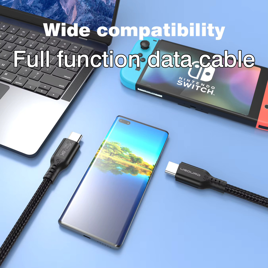 UGOURD USB 4 Thunderbolt 4 Typ-C Kabel mit 40Gbps und 240W Schnellladung für Laptops, EGPU und Smartphones, 8K 60Hz UHD Videokabel, Schwarz/Grau - Bild 6
