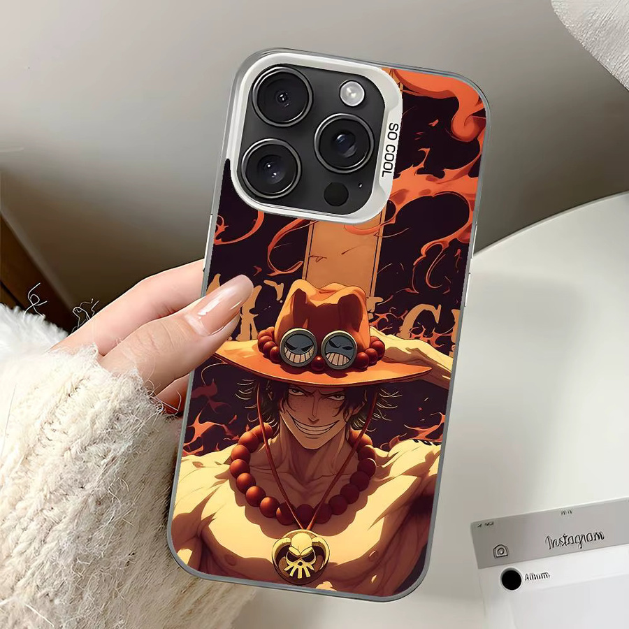 Stoßfeste iPhone Hülle One Piece Portgas D. Ace in Silber und Multicolour für Apple iPhone 17 16 15 14 13 12 11 Pro Max - Bild 5