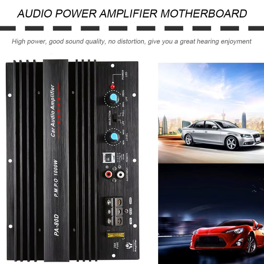 PA-80D Mono Leistungsverstärker 1000W für Auto-Audio 12V in Schwarz - Bild 3