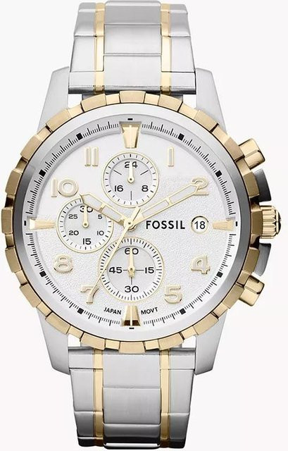 Fossil Chronograph, Quarz, Edelstahl, Weiß, Herren - Bild 1