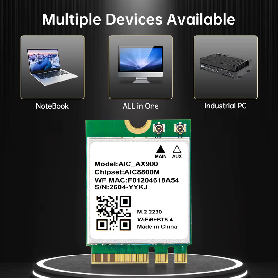 AIC8800M WiFi 6 AX900 Dual Band Wireless Adapter und Bluetooth 5.4 M.2 2230 Netzwerkkarte für Laptop und Desktop, Windows 10/11, Grün - Bild 3