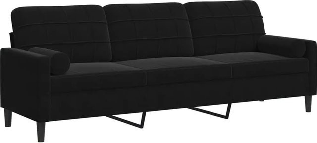 vidaXL 3-Sitzer Sofa aus Samt in Schwarz mit Zierkissen und abnehmbaren Bezügen, B: 226 cm, H: 80 cm, T: 77 cm - Bild 1