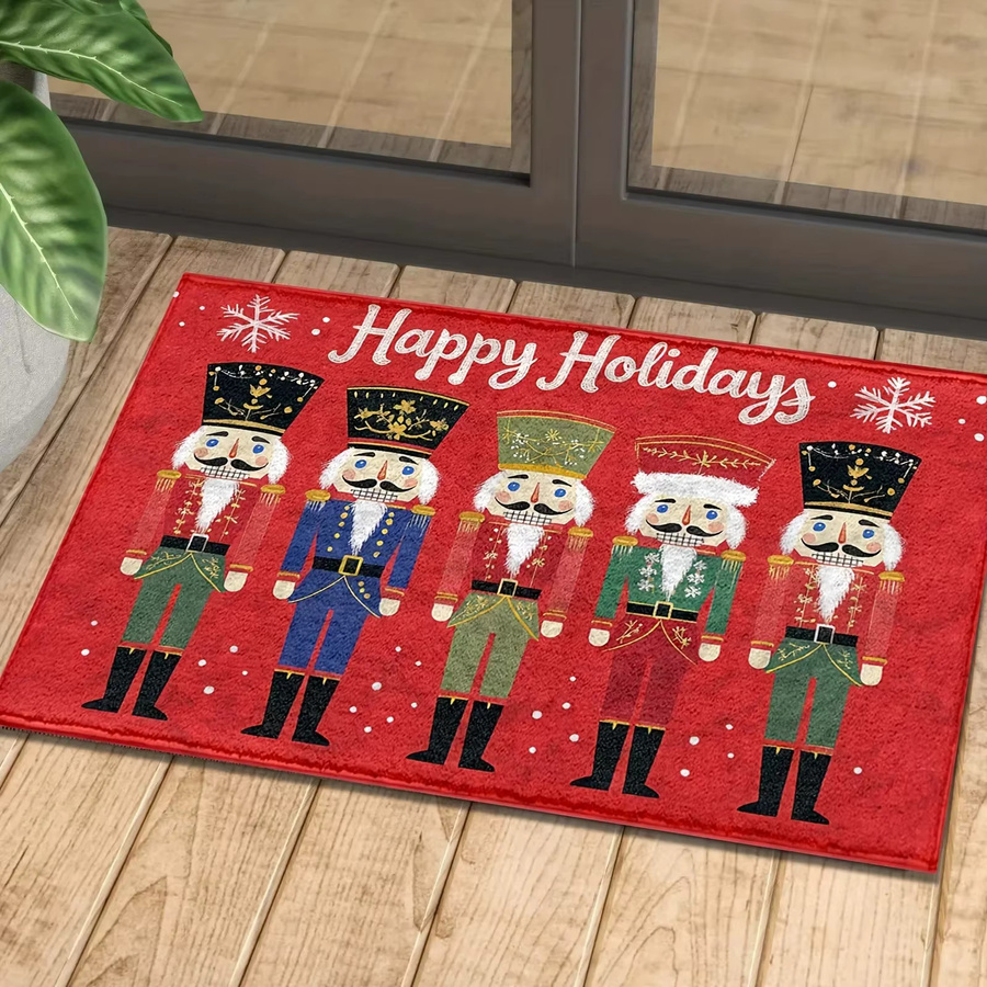 VIKAMA Weihnachtliche Nussknacker Fußmatte in Rot, rutschfeste Bodenmatte aus Polyester für Flur, Küche oder Badezimmer, B/T: 60 x 40 cm - Bild 2