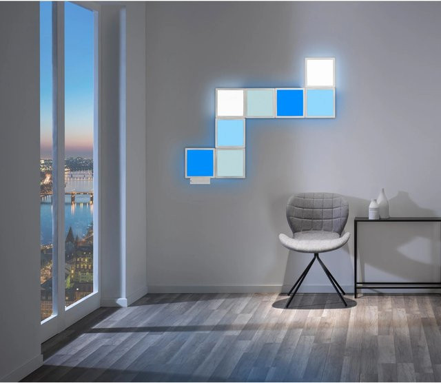 Wofi LED-Lichtkacheln Basis-Set 4er mit RGBW Farbwechsel, dimmbar und mit Fernbedienung, Multicolor - Bild 1