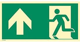 moedel Fluchtwegschild Notausgang links Pfeil oben nach ISO 7010 E001, Kunststoff selbstklebend, langnachleuchtend, Farbe: grün, B: 40 cm, H: 20 cm - Bild 1