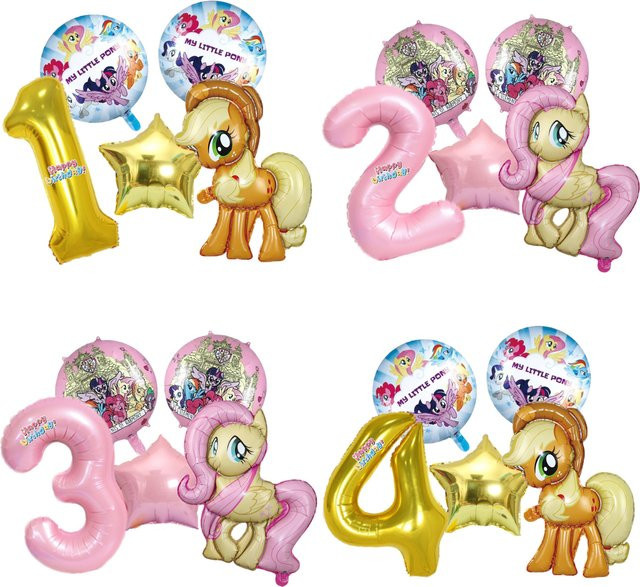 Hasbro My Little Pony Einhorn Folienballons 5er Set für Kindergeburtstag und Party-Dekoration - Bild 1