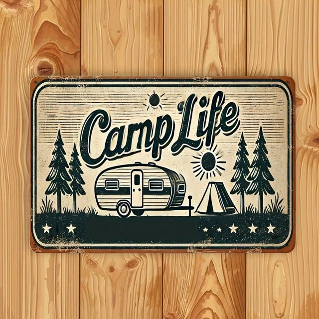 CIFBUY Vintage Camper Metall-Wandkunst Retro Wohnmobil Dekoration in Mehrfarbig - Bild 1