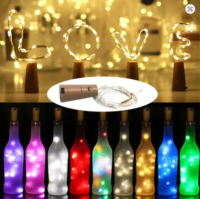 OKAL RED EAST LED Weinflaschen-Lichterkette mit Korken, batteriebetrieben, transparent - Bild 1