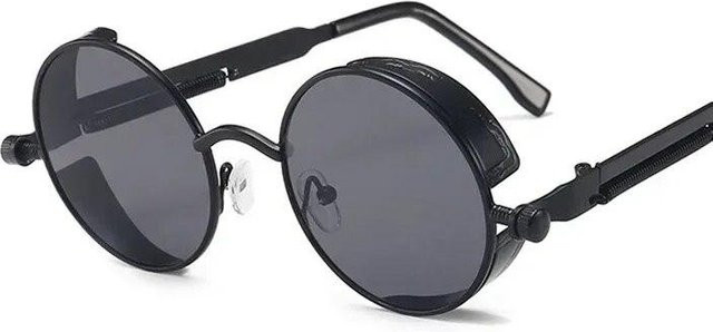 Aoseides Sonnenbrille, Rund, Vollrand, Metall, Schwarz Grau, Unisex - Bild 1