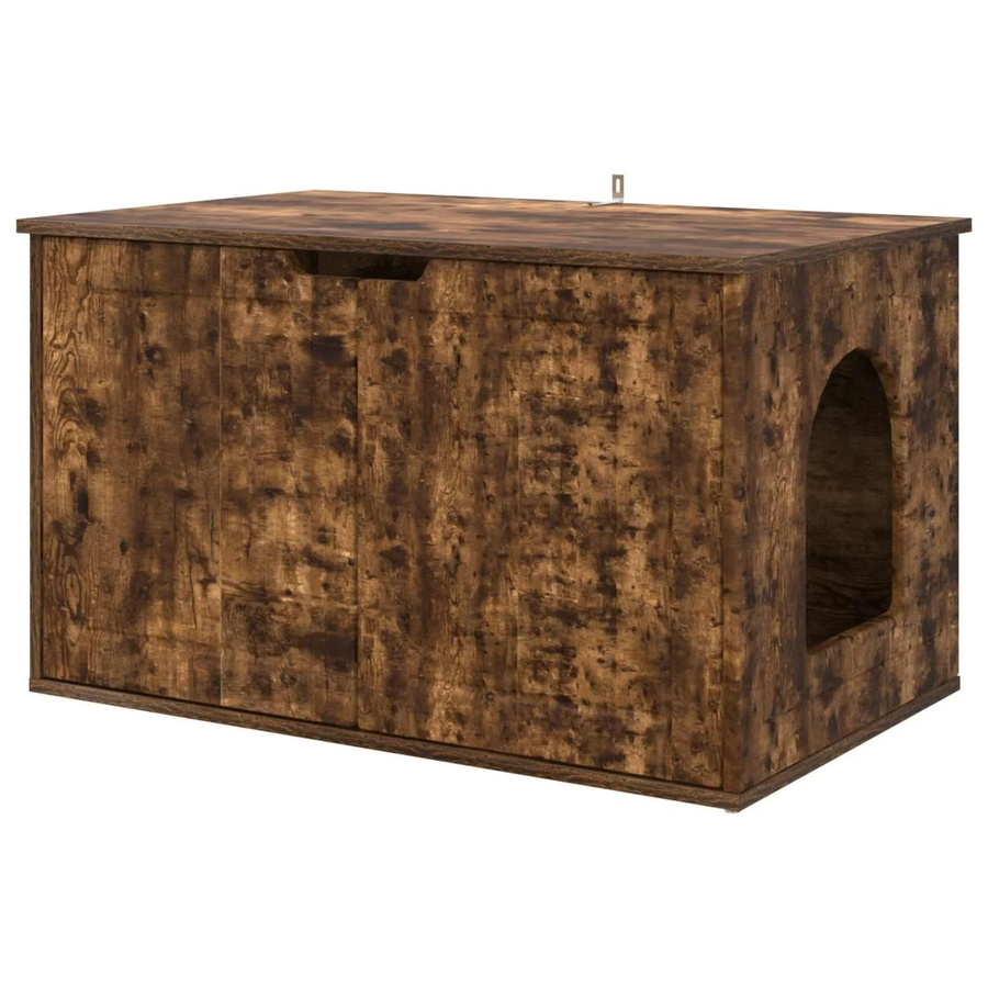 vidaXL Katzenhaus aus Holzwerkstoff in Geräucherte Eiche, B/T/H: 85 x 55 x 50,5 cm - Bild 2