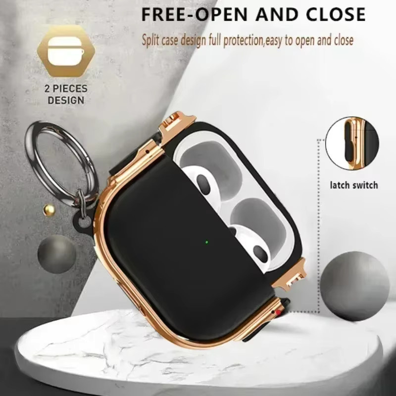 Schutzhülle für Apple AirPods 4 und AirPods Pro 2, Anti-Drop Case in Schwarz und Gold - Bild 2