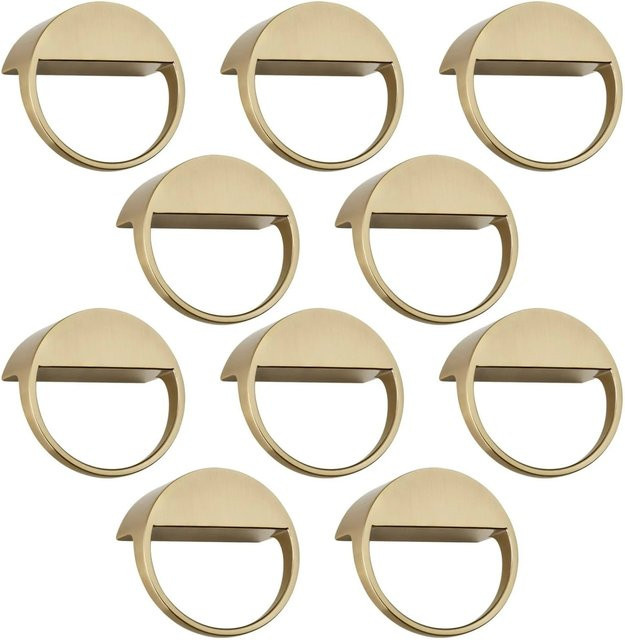 SO-TECH Möbelgriffe ZEN BA Set aus Zinkdruckguss, 10 Stück, Farbe Gold Matt Gebürstet, Durchmesser: 32 mm, Tiefe: 59 mm - Bild 1