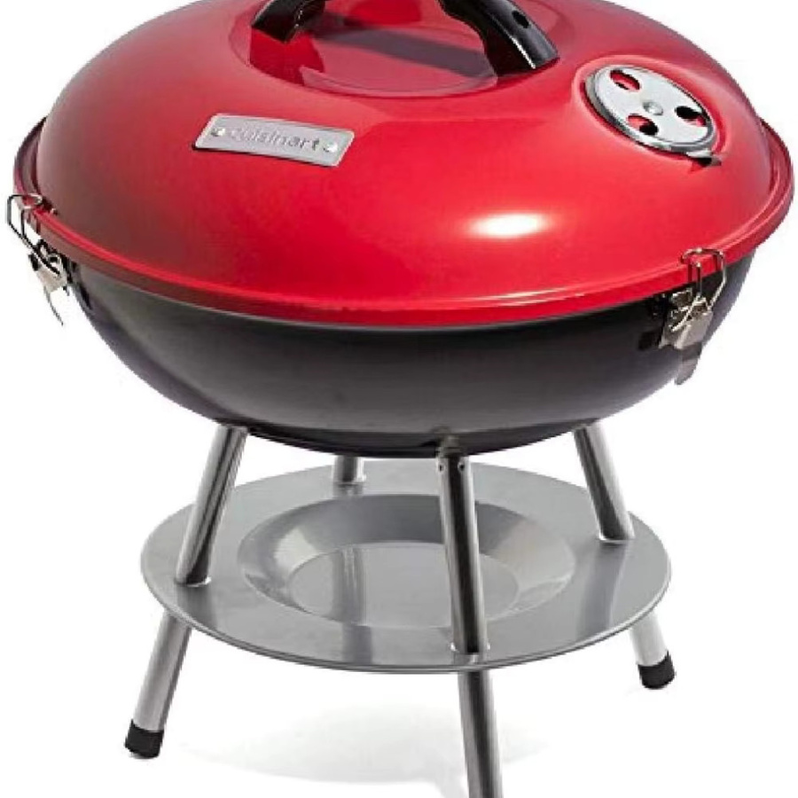 Tragbarer Holzkohle-Kesselgrill in Chrom für Camping und Terrasse - Bild 2