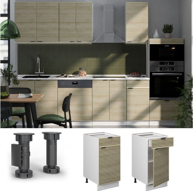Vicco Schubunterschrank Fame-Line in Weiß und Eiche mit Arbeitsplatte, Breite: 40 cm - Bild 1