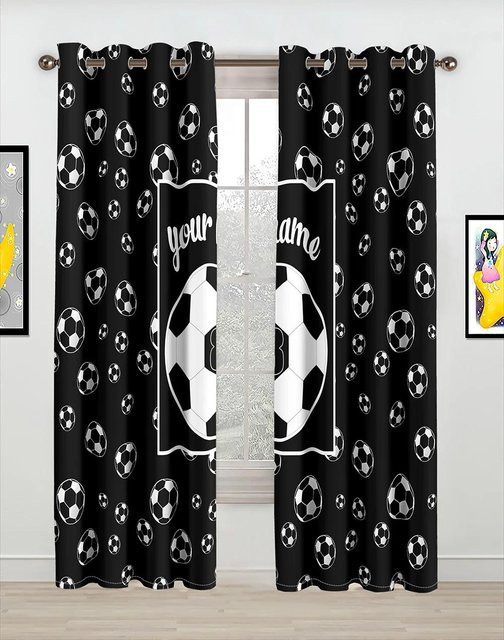 Yiran Furniture Verdunkelungsvorhang Sport Design für Kinder, Polyester, B: 55 cm, H: 120 cm, 2er-Set mit Ösen - Bild 1