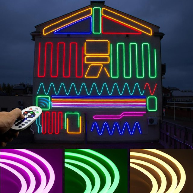 VBS RGB Neon Flex LED Streifen mit Tuya WiFi, Bluetooth und Fernbedienung, dimmbar, 220V, Multicolour, Silikon - Bild 1