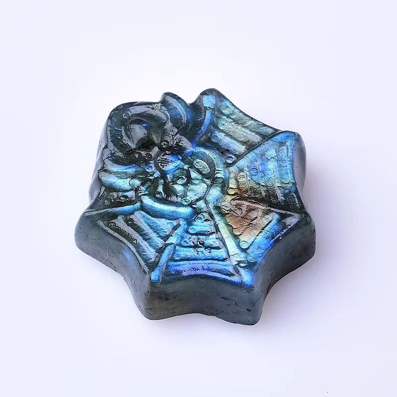 Natürlicher Labradorit Spinnenkristall als Worry Stone für Meditation und Dekoration - Bild 3