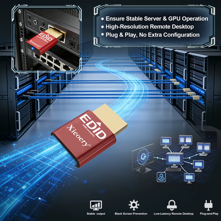xieoery HDMI 2.1 4K UHD EDID Emulator Dummy-Stecker mit 120Hz, HDR und 1600 Nits Spitzenhelligkeit, 3840x2160@120Hz - Bild 3