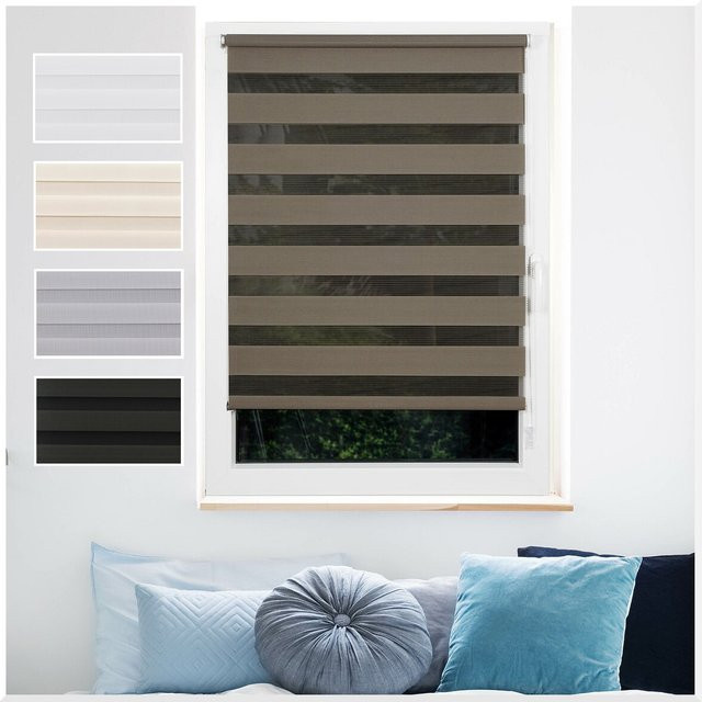 Ondeco Doppelrollo Just Klemmfix Seitenzugrollo blickdicht in Braun, Breite: 60 cm, Höhe: 160 cm - Bild 1
