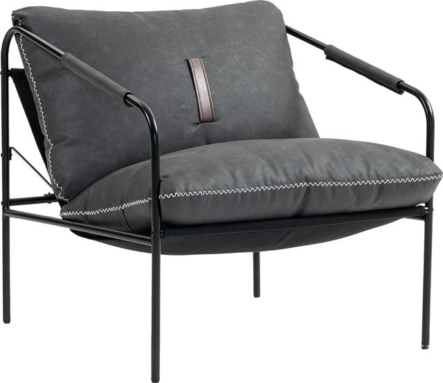 HOMCOM Moderner Loungesessel aus Kunstleder in Kohlegrau mit Metallbeinen und abnehmbaren Kissenbezügen - Bild 1