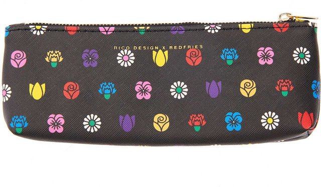 Rico Design x Redfries Etui Blumen, Schwarz/Multicolor, B: 20 cm, T: 6,5 cm - Bild 1