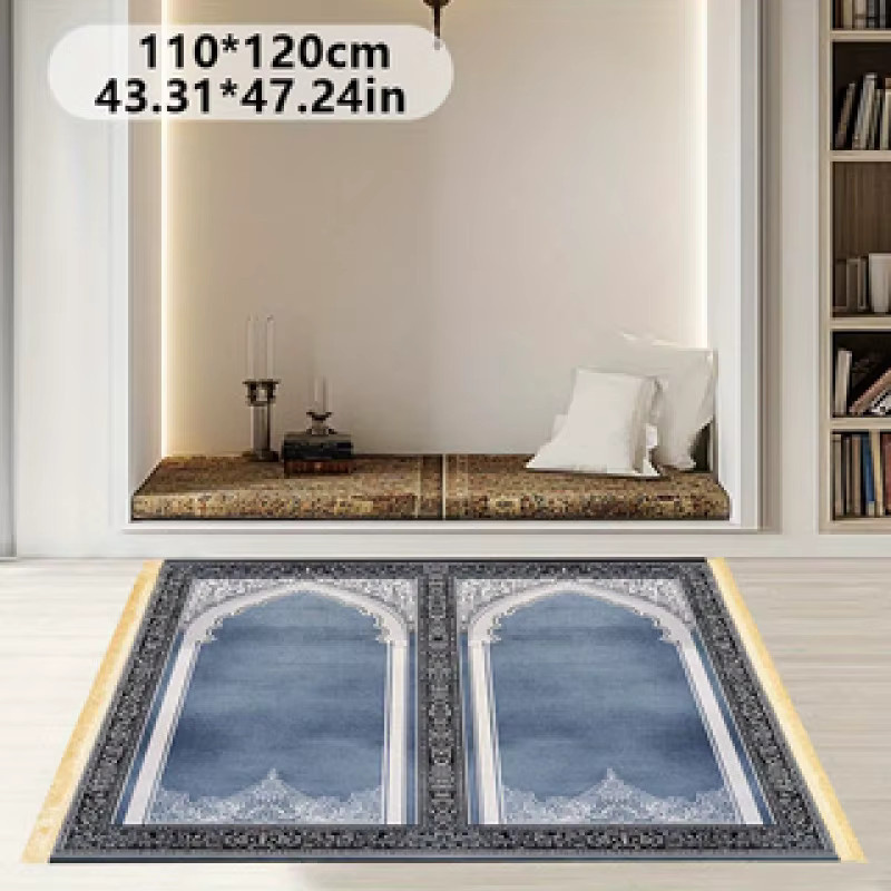 VIKAMAI Islamischer Gebetsteppich mit Quasten in Blau, faltbare orientalische Gebetsmatte für Zuhause oder Versammlungen - Bild 2