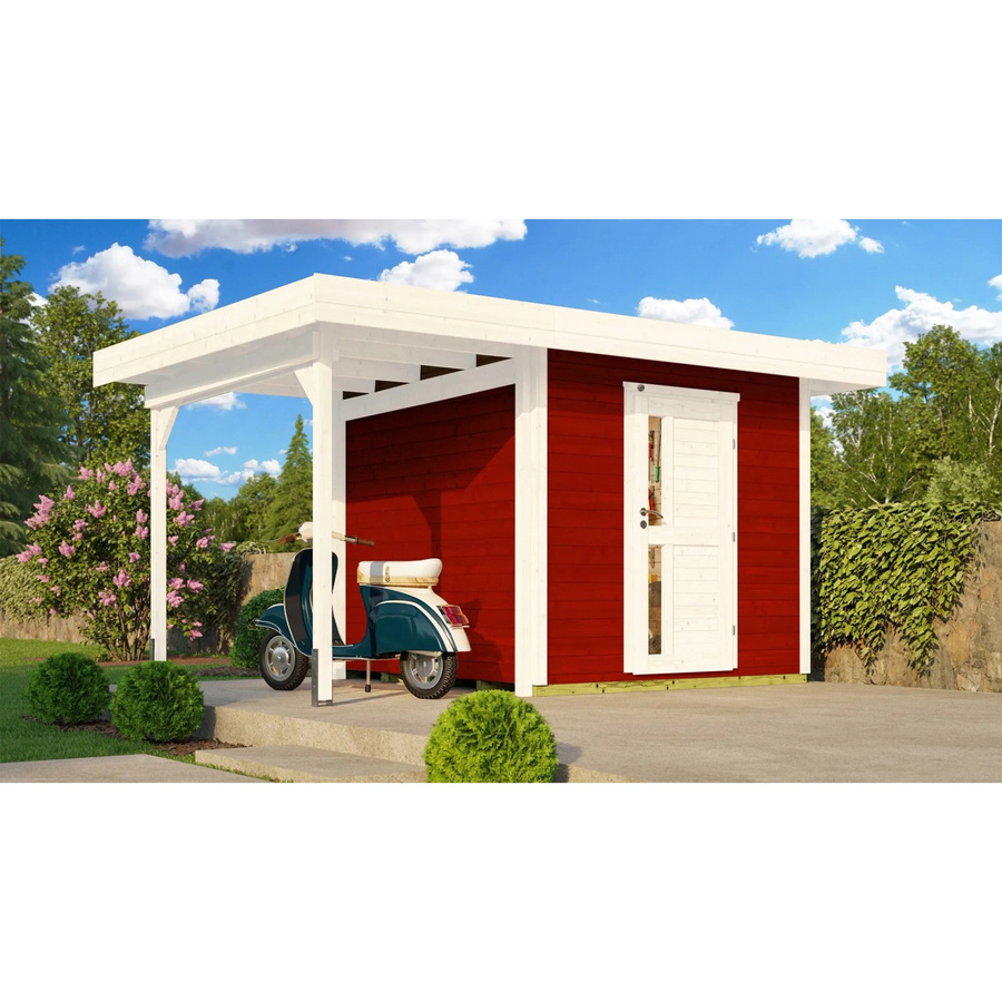 WEKA Designhaus 172 A Gartenhaus aus Holz mit Flachdach in Schwedenrot, B/H/T: 430 x 226 x 375 cm - Bild 2