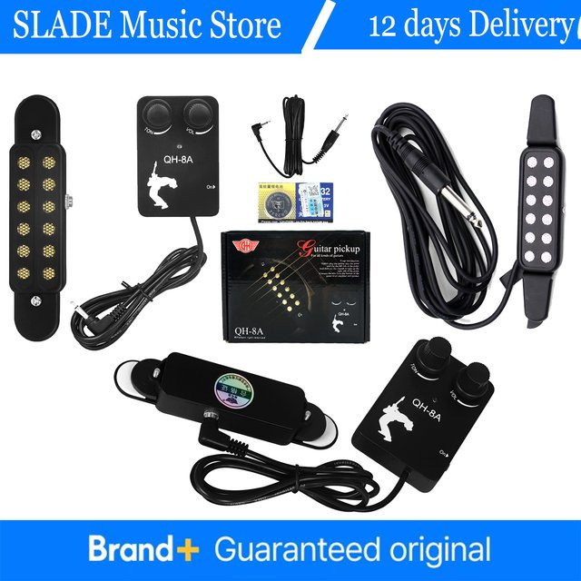 SLADE Magnetischer Schallloch-Tonabnehmer für Akustikgitarren mit Audiokabel und Tone-Volume-Controller in Gold oder Schwarz - Bild 1