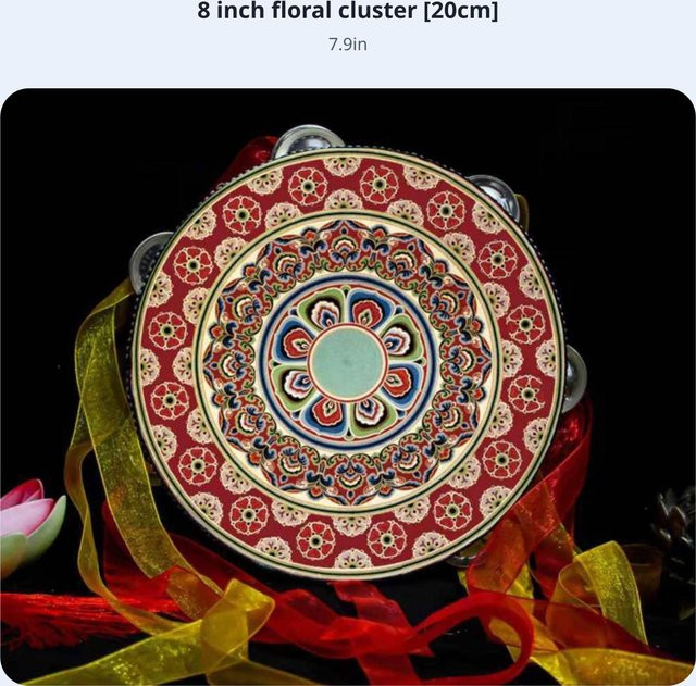 Binchi Bandtanz-Tamburin mit langen Bändern, Traditionelles Design - Bild 1