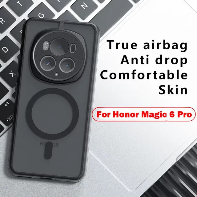 ELVEV Schutzhülle für Honor Magic 6 Pro in Schwarz aus hartem PC und TPU mit Hautgefühl - Bild 1