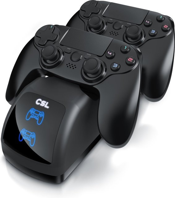CSL Dual Ladestation für 2x PS4 Controller in Schwarz für PS4, PS4 Slim und PS4 Pro - Bild 1