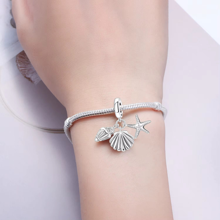 PANPOKI Anhänger Muschel und Seestern, 925 Silber, Perle, Unisex - Bild 3