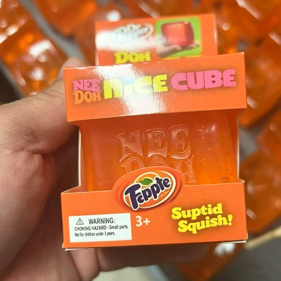 Schylling Nee Doh, Niedlicher Orangefarbener Würfel, Weiches Sensorisches Fidget-Spielzeug, Stressabbau, Schreibtisch-Spielzeug, orange - Bild 4